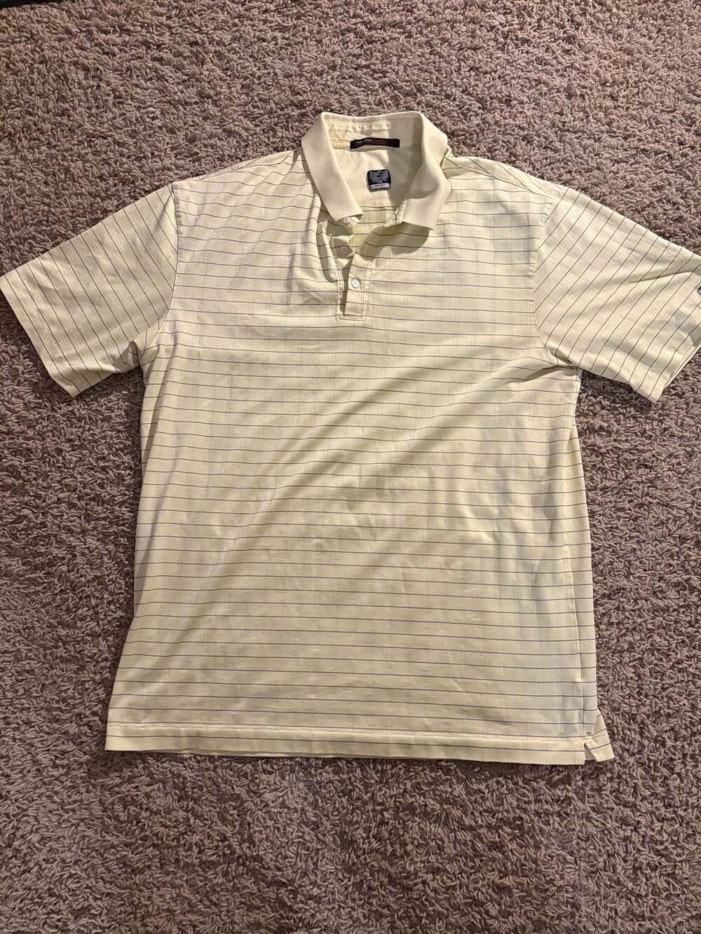 Nike Tiger Woods Collection Polo Shirt Size XL Yellow Striped Dri-Fit